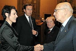 Di Centa (links) met president Napolitano (rechts)