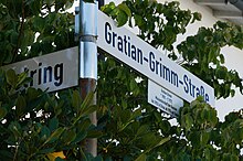 Straßenschild der Gratian-Grimm-Straße in Jügesheim