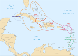 De regio Guanahatabey met betrekking tot de Taíno en de Cariben.