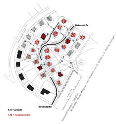 Historischer Lageplan des Birkendörfle, Zeichnung von Karl Hengerer, 1907.