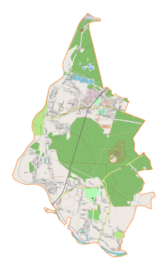 Mapa konturowa gminy Chełmek, po lewej nieco na dole znajduje się punkt z opisem „Gorzów”