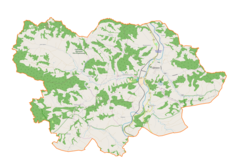 Mapa konturowa gminy Ciężkowice, na dole nieco na lewo znajduje się punkt z opisem „Bruśnik”