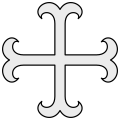 Horgonyvégű kereszt (Bárczay 117., fr: croix ancrée, en: cross ancré, cross anchory, de: Ankerkreuz, fußgespaltenes Kreuz, la: crux anchorata) jobban visszahajló kampókkal