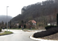 Blick von Norden auf den Himmelsfelsen mit dem im Winter deutlich erkennbaren tiefen Halsgraben