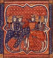 II. Philippe Augustus Üçüncü Haçlı Seferi'nde I. Richard'la birlikte (Kaynak: Surlu Vilyam, 14. yüzyıl).