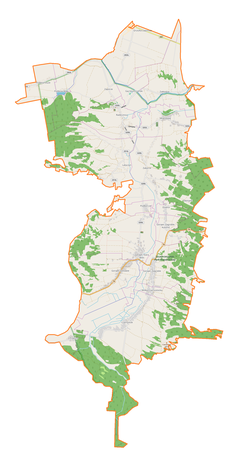 Mapa konturowa gminy Radecznica, blisko górnej krawiędzi znajduje się punkt z opisem „Gruszka Zaporska”