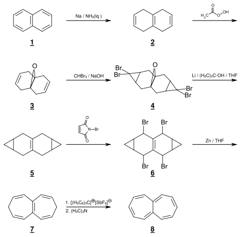 Mehrstufige Synthese von Heptalen