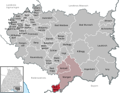 Elhelyezkedése Baden-Württemberg térképén