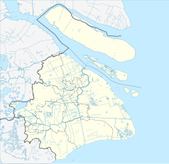 Mapa konturowa Szanghaju, w centrum znajduje się punkt z opisem „Plac Ludowy”