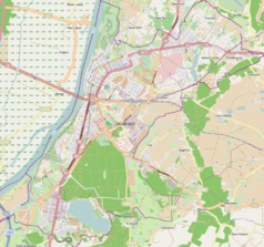 Mapa konturowa Grudziądza, u góry nieco na lewo znajduje się punkt z opisem „Parafia Ewangelicko-Metodystyczna św. Pawła w Grudziądzu”