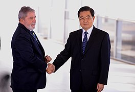 President Lula da Silva and President Hu Jintao in Brasília; April 2010.