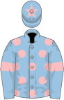 Light blue, pink spots, armlets and star on cap