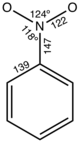 Nitrobenzene, distances in picometers