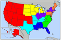 Map of the U.S., showing areas covered by Thomson West's state law reports.