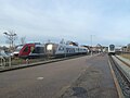 DSB and Lokaltog trains at Tølløse station in 2012