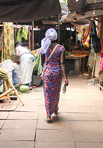 Woman with a headscarf in Gambia