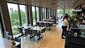 Main dining room in Owamni, with views of the Mississippi River and Pillsbury A-Mill