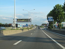 De A12 richting Boom, gezien vanaf het zuidelijke einde van het viaduct