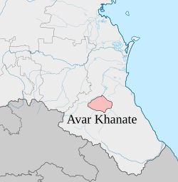 Avar Khanate within Dagestan (Russia).