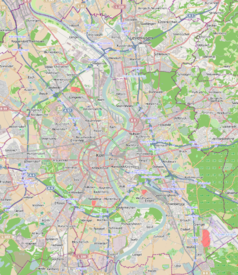 Mapa konturowa Kolonii, w centrum znajduje się punkt z opisem „Most Tumski”