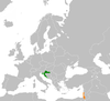 Location map for Croatia and Israel.