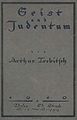Titelbild des Buches Geist und Judentum (1919).