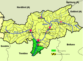 Kart over Überetsch-Südtiroler Unterland / Oltradige-Bassa Atesina