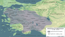 Anadolu'da Pergamon Krallığı (gri renkli), MÖ 188
