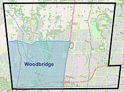 Woodbridge within Vaughan (boundaries approximate)