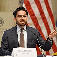 Ahmad Shah Mohibi speaking at the "Afghanistan: Is Peace Possible?" event at the U.S. Institute of Peace (USIP) in April 2019.