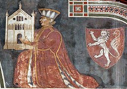 Der Mäzen Guglielmo von Castelbarco, genannt „der Große“; Fresko in der Kirche San Fermo Maggiore in Verona