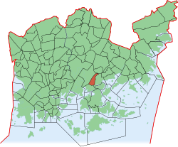 Position of Herttoniemen teollisuusalue within Helsinki