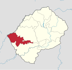 Map of Lesotho with the district highlighted