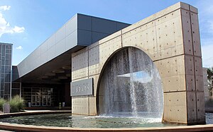 Fountain at main entrance to McAllen Public Library