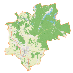 Mapa konturowa gminy Nidzica, blisko centrum u góry znajduje się punkt z opisem „Orłowo”