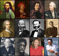 Flüei Szent Miklós • Paracelsus • Francesco Borromini • Leonhard Euler • Jean-Jacques Rousseau • Louis Agassiz • Jean Henri Dunant • Carl Jung • Le Corbusier • Paul Dirac • Ursula Andress • Roger Federer