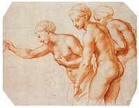 Red chalk study for the Villa Farnesina Three Graces