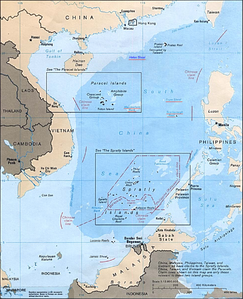 Südchinesisches Meer mit den „Zhongsha-Inseln“ (Macclesfield Bank, Helen Shoal, Truro Shoal, Scarborough Reef)