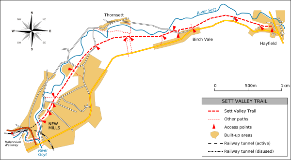 Schematic map of the Sett Valley Trail