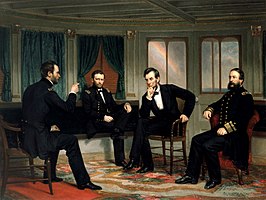 The Peacemakers, met v.l.n.r. William Tecumseh Sherman, Ulysses S. Grant, Abraham Lincoln en David Dixon Porter.