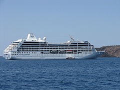 Azamara Quest in her previous livery, as seen off the coast of Santorini in July 2008