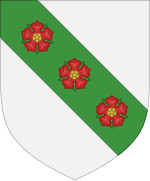 Riedenburg: Argent [or Or[25]], on a bend vert three roses gules[26]