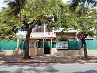 A building with tree