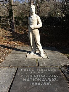 Skulptur Arbeiter (1943). Von Ernst Suter (1904–1987) für Fritz Hauser (1884–1941) Politiker. Friedhof am Hörnli.
