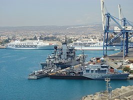 Marineschepen van de VN-vredesmacht in Cyprus in de haven van Limasol in mei 2008.