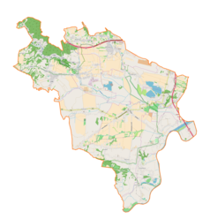 Mapa konturowa gminy Liszki, na dole znajduje się punkt z opisem „Borowiec”