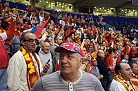 Serbian and Macedonian fans in Belgrade Arena