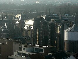 Watertorens aan de Kattenberg in Gent. Rechts een van de twee torens uit 1881