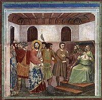 Ο Χριστός ενώπιον του Καϊάφα, νωπογραφία, 1303-1305, Πάντοβα, Cappella degli Scrovegni