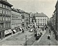 Der Hohe Markt Richtung Südosten um 1898, mit dem Vermählungsbrunnen; rechts im Hintergrund der Lichtensteg zur Rotenturmstraße